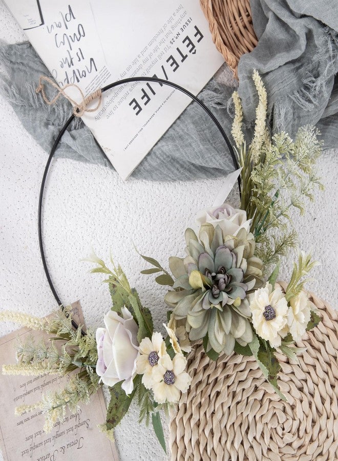 KHOYIME Flower Wreath for Front Door Artificial Rose Dahlia Floral Hoop Wreaths Outside All Season Greenery Hanging Decor, Spring Summer Indoor Outdoor Home Porch Wall Window Wedding Party Decorations - Image 2