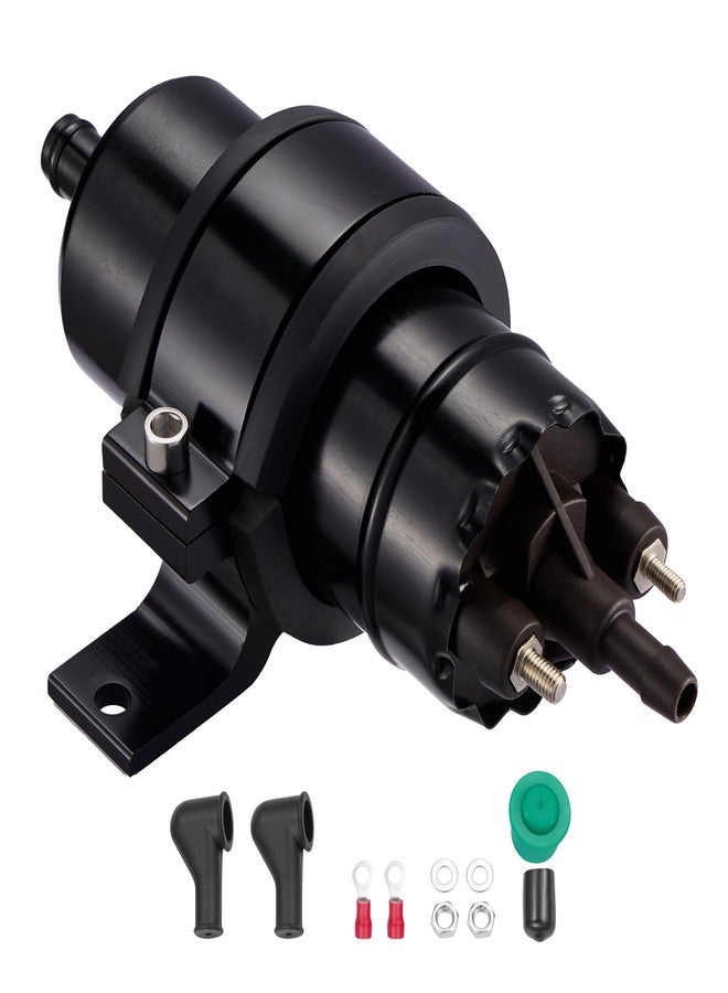 SPBREW External Inline Fuel Pump 12V-13.5V with 255 LPH Max High Flow, 115 PSI High Pressure Fuel Pump, Replacement for 0580464070 with 50mm Bracket Clamp(Black) - Image 1