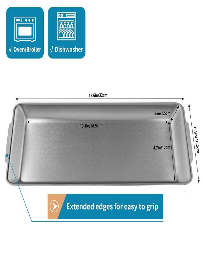 Sanbege 3 Pcs 304 Stainless Steel Serving Platters, 12.6" Rectangle Dinner Plates, Brushed Nickel Organizer Tray for Camping, BBQ, Party, Buffet, Appetizer or Decorations - Image 3