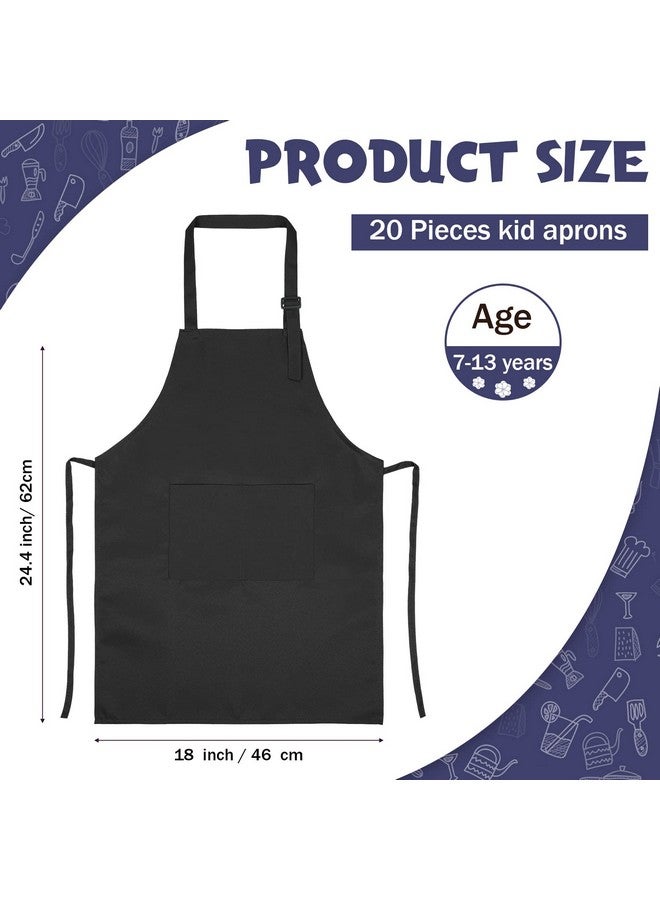 Handepo 40 Pcs Kids Apron Chef Hat Set Boys Girls Aprons Chef Apron Hats Bulk For Cooking Painting Children'S Bib Apron 713 Years (Black) - Image 3