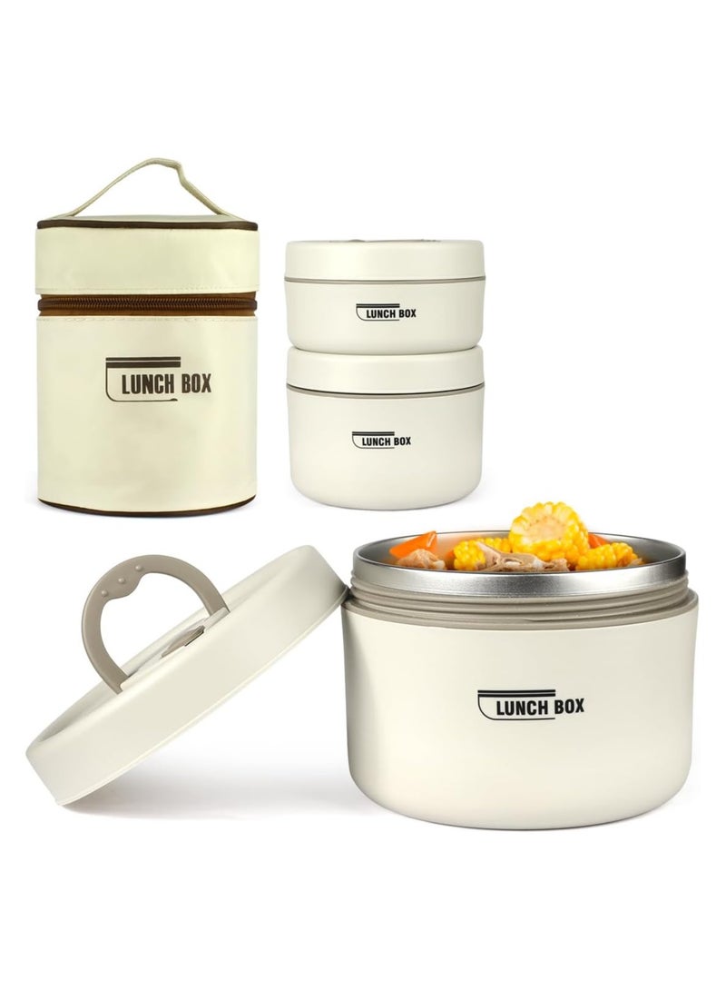 Decorhills Stainless Steel Bento Box Adult Lunch Box, Bento Box Adult Lunch Box with Lunch Bag, Microwave-Safe Thermal Bento Lunch Container For Adults Kids, Salad Lunch Containers, Set of 3 Bento Lunch Boxes - Image 1