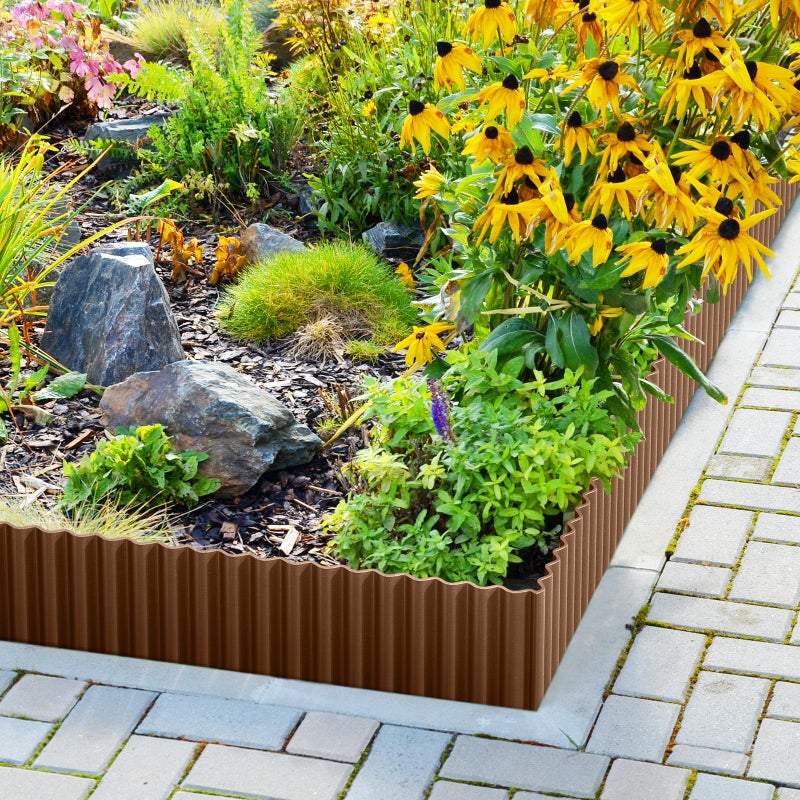 LAVEVE Corrugated Metal Garden Edging 6" x 40Ft, Landscape Edging Border for Lawn, Flower Bed, Garden Fence, Paver Edging (Coffee) - Image 4