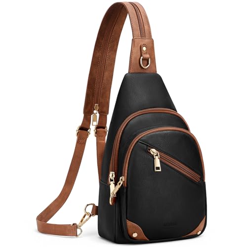 SYTRAH Anti Theft Sling Bag for Women, RFID Crossbody Purses Convertible Sling Backpack, Cross Body Purse Chest Bag for Travel Daily Use Black Brwon - Image 1