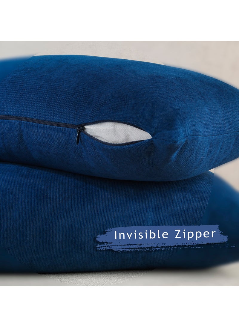 Zeenah Furniture Decorative Solid Color Invisible Zipper Diamond Cushion Cover Velvet Look Throw Pillow Set of 2 Cases for Chair Couch Bedroom & Livingroom Pillowcase - Image 3