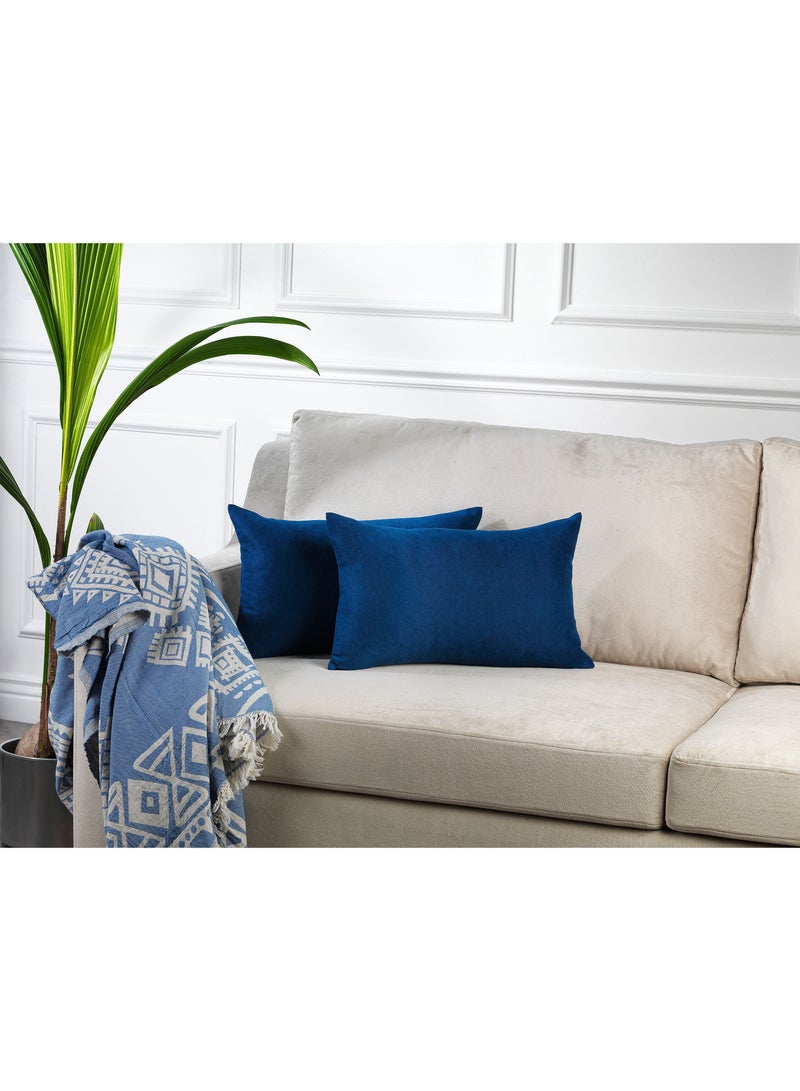 Zeenah Furniture Decorative Solid Color Invisible Zipper Diamond Cushion Cover Velvet Look Throw Pillow Set of 2 Cases for Chair Couch Bedroom & Livingroom Pillowcase - Image 1