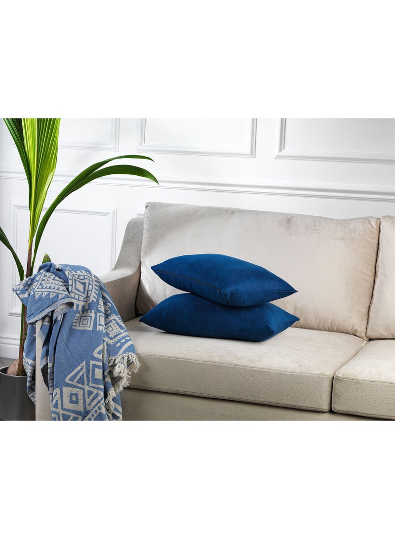 Zeenah Furniture Decorative Solid Color Invisible Zipper Diamond Cushion Cover Velvet Look Throw Pillow Set of 2 Cases for Chair Couch Bedroom & Livingroom Pillowcase - Image 5