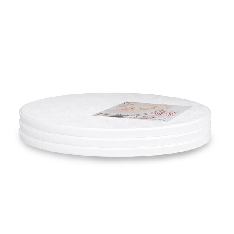 Cakebon Cake Boards Plastic  12 Inch White Drums 3Pack  Professional Cake Rounds