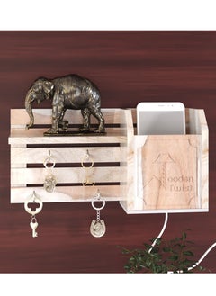 Wooden Twist Teak Wood Hand Crafted Mobile and Key Holder  - Image 1