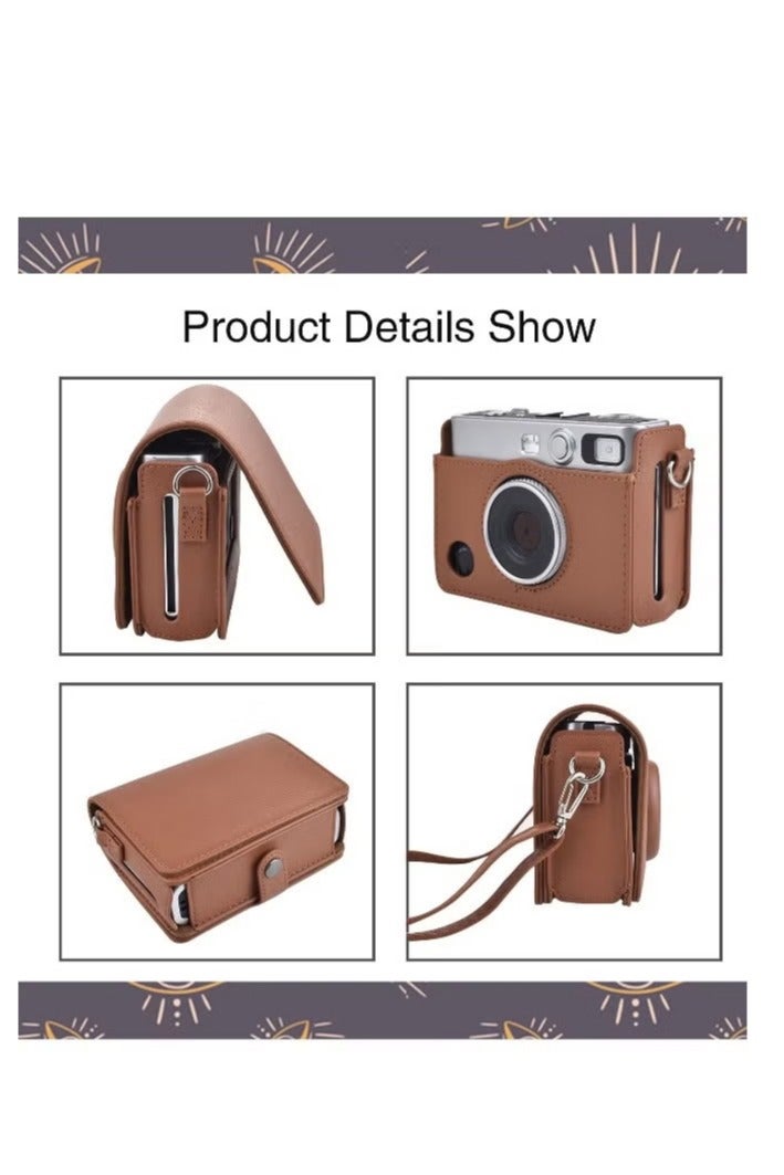 dida-cosmos Case for Fuji Mini EVO ,Camera Compatible Camera with Adjustable Shoulder Strap in Brown Lychee Texture Horizontal Style - Image 3