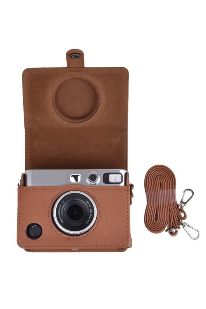 dida-cosmos Case for Fuji Mini EVO ,Camera Compatible Camera with Adjustable Shoulder Strap in Brown Lychee Texture Horizontal Style - Image 1