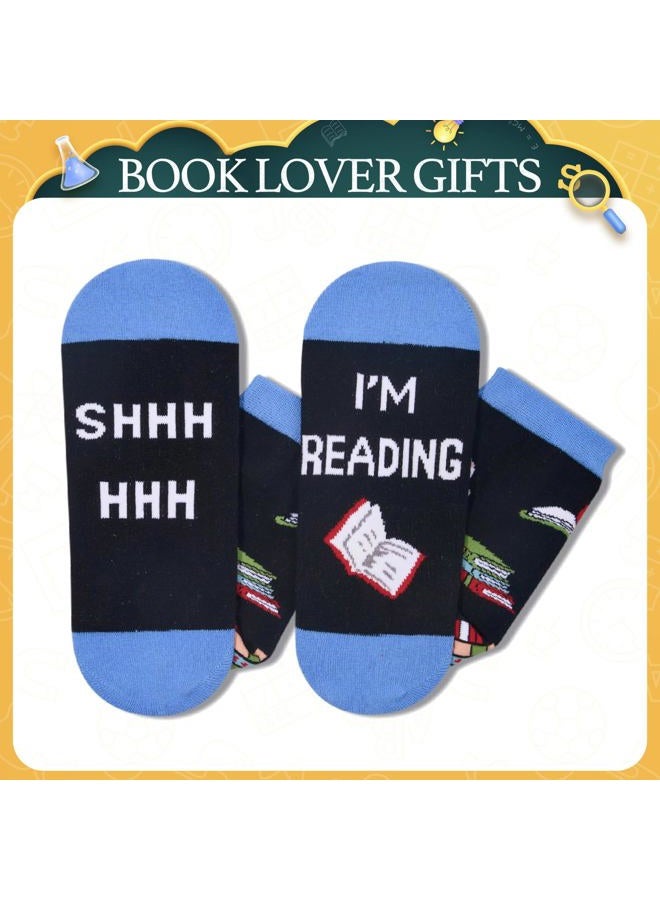 Zmart Book Lovers Gifts for Women - Reading Socks for Adults, Book Reader Gifts for Bookworms, I'm Reading Black, M - Image 4