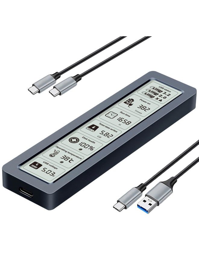 VJK Smart M.2 NVMe SSD Enclosure, Large LCD, intelligent detection, Prevents Write Data Loss, USB 3.2, Type-C (10 Gbps), fits NVMe PCIe Size 2230/2242/2260/2280, Support M-Key B+M Key (up to 4TB) - Image 1