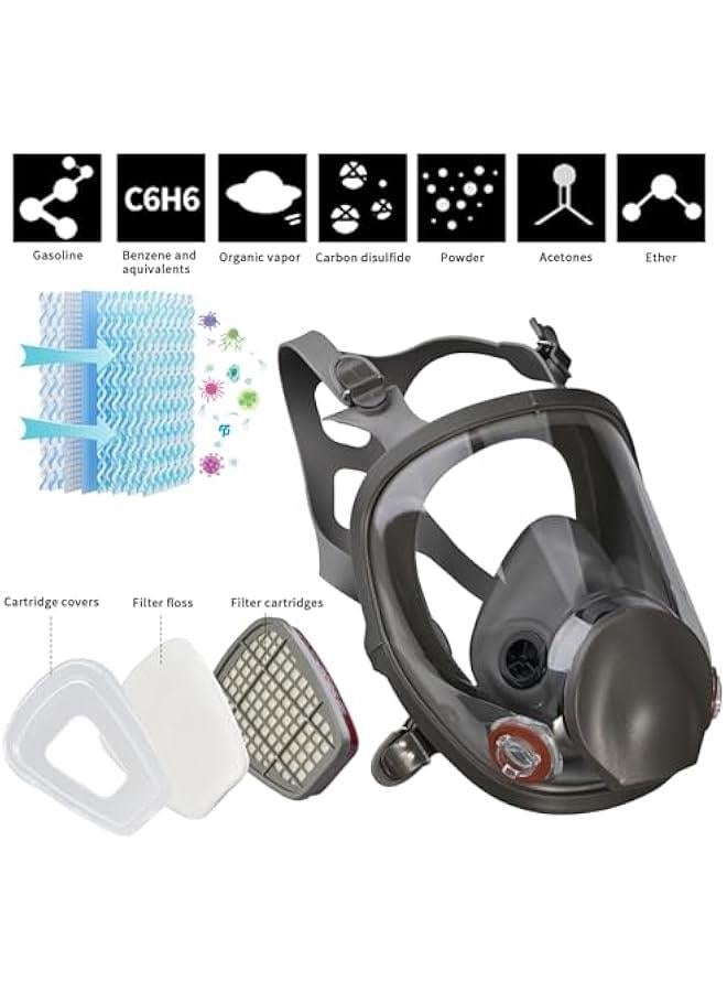 Arabest Half & Full Face Respirator Mask with Filters, Gas Masks for Construction Work, Paint, Dust, Spray, Welding, Sanding  - Image 3