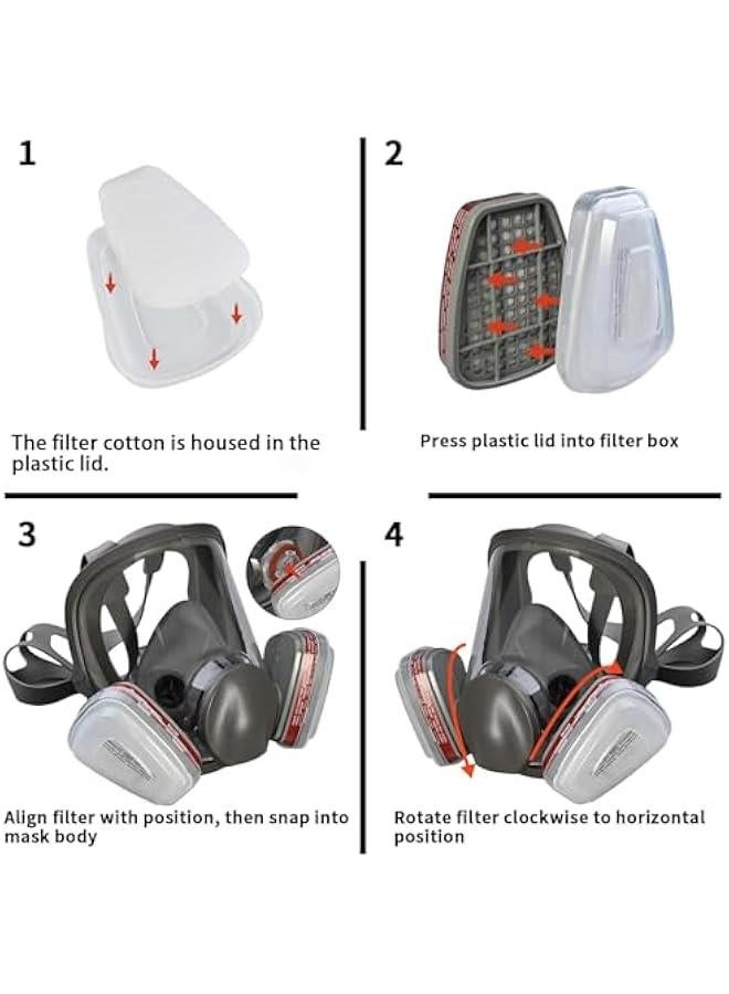 Arabest Half & Full Face Respirator Mask with Filters, Gas Masks for Construction Work, Paint, Dust, Spray, Welding, Sanding  - Image 5