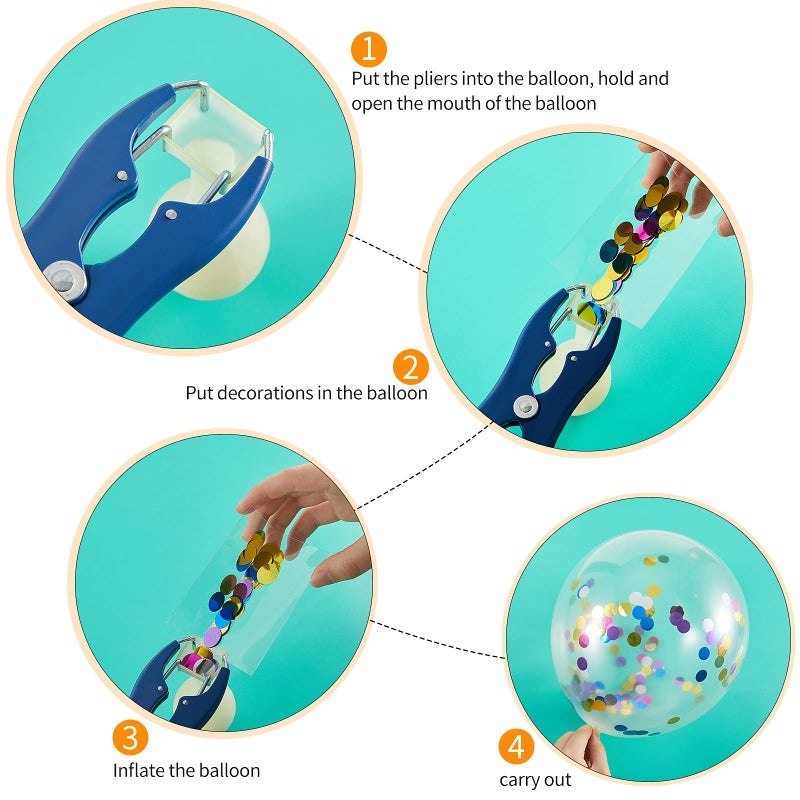 Minatee Balloon Expander Pliers Balloon Stuffing Tool Blue Stainless Steel Balloon Stretcher Sequin Filling Pliers for Filling Balloon Sequins Petals Home Party Activities(Simple Style) - Image 4