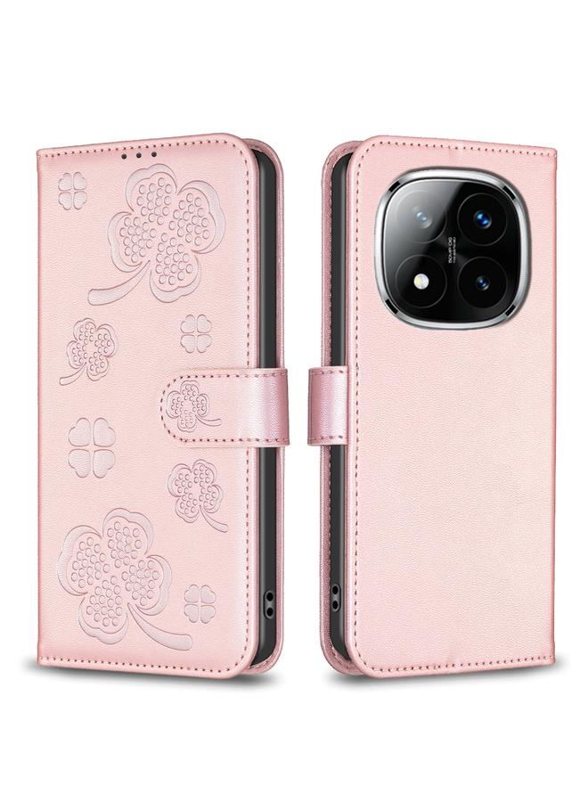 اس-توب جراب لهاتف Redmi Note 14 Pro 5G / Note 14 Pro+ 5G جراب هاتف من الجلد المنقوش بأربع أوراق - Image 1