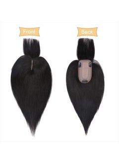 SEGO Hair Toppers for Women Real Human Hair With Bangs 150% Density 7 * 13CM Silk Base 100% Remy Human Hair Clip in Top Wiglet Hair Pieces for Thinning Hair -12 Inch Natural Black  - Image 2