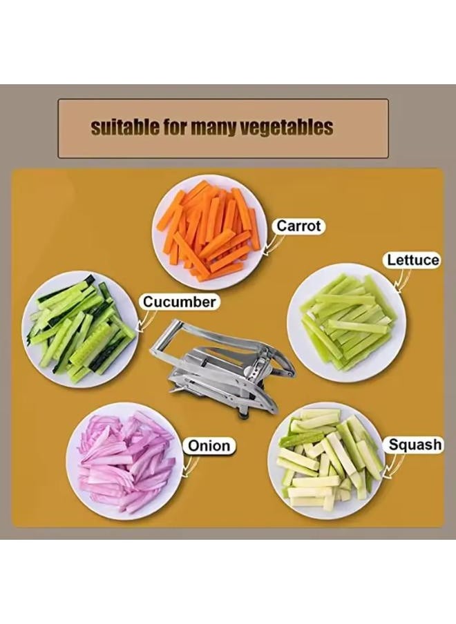 Generic Silver Stainless Steel Potato Chipper and Slicer with 2 Interchangeable Blades for Perfect Cuts  - Image 2