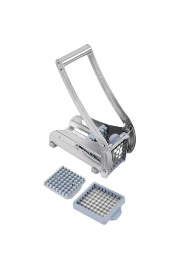 Generic Silver Stainless Steel Potato Chipper and Slicer with 2 Interchangeable Blades for Perfect Cuts  - Image 4