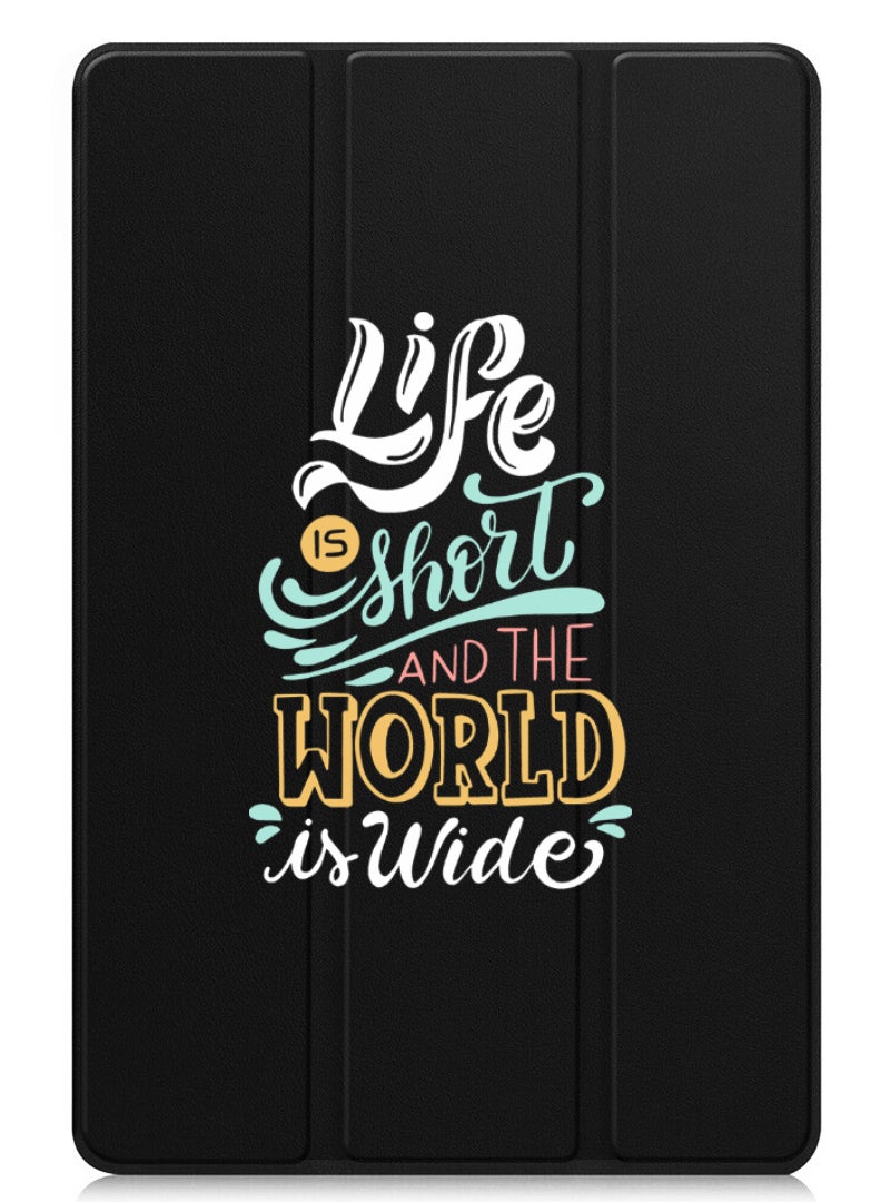 Theodor Protective Flip Case For Apple iPad Pro 13 (2024) With Trifold Stand Auto Wake Sleep Shockproof Cover life is short - Image 1