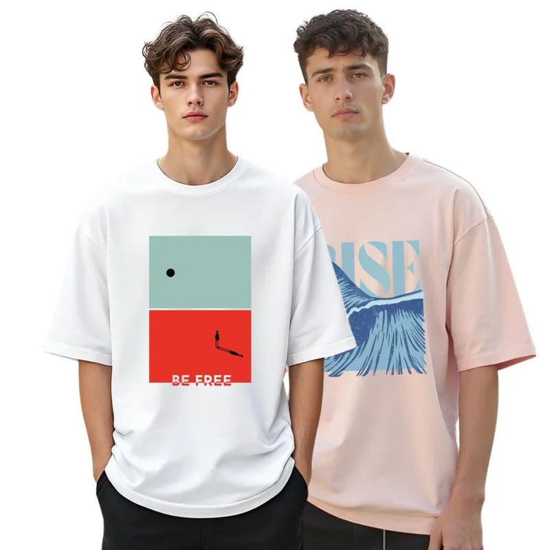 NOBERO Graphic Print Oversized T-Shirt for Men