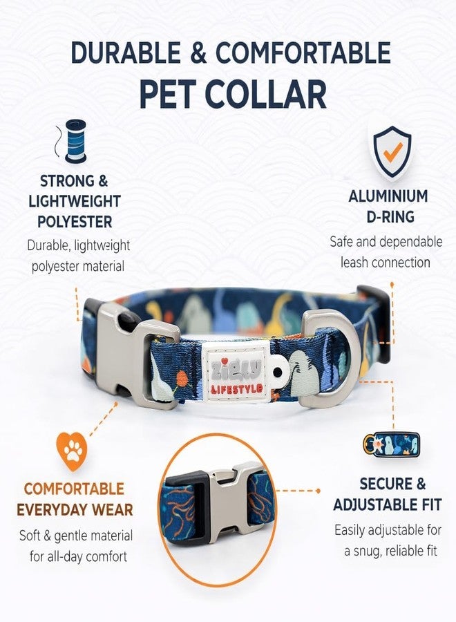 Zigly Tropical Tails Adjustable Dog Collar - Large | Durable Polyester | Secure Metal D-Ring | Ideal for Daily Use - Image 5
