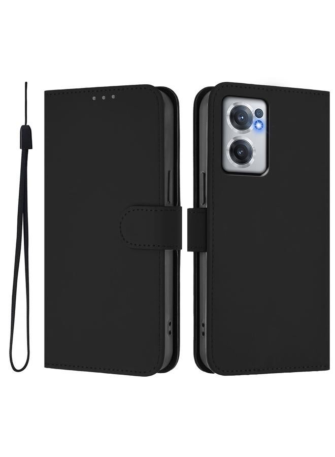 S-TOP Case For OnePlus Nord CE 2 5G Skin Feel Solid Color Leather Phone Case with Lanyard - Image 2