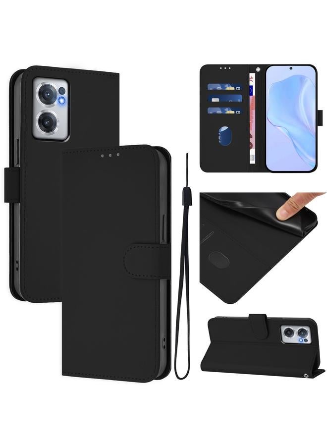 S-TOP Case For OnePlus Nord CE 2 5G Skin Feel Solid Color Leather Phone Case with Lanyard - Image 1