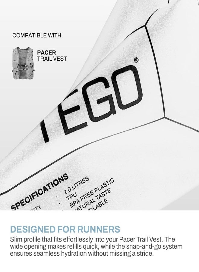 تيجو خزان ترطيب TEGO Pacer | كيس ماء سعة 2 لتر خالٍ من مادة BPA | صمام للشرب | أنبوب بقفل سريع | طعم طبيعي | مادة قابلة لإعادة التدوير | متوافق مع سترة Pacer Trail - Image 5