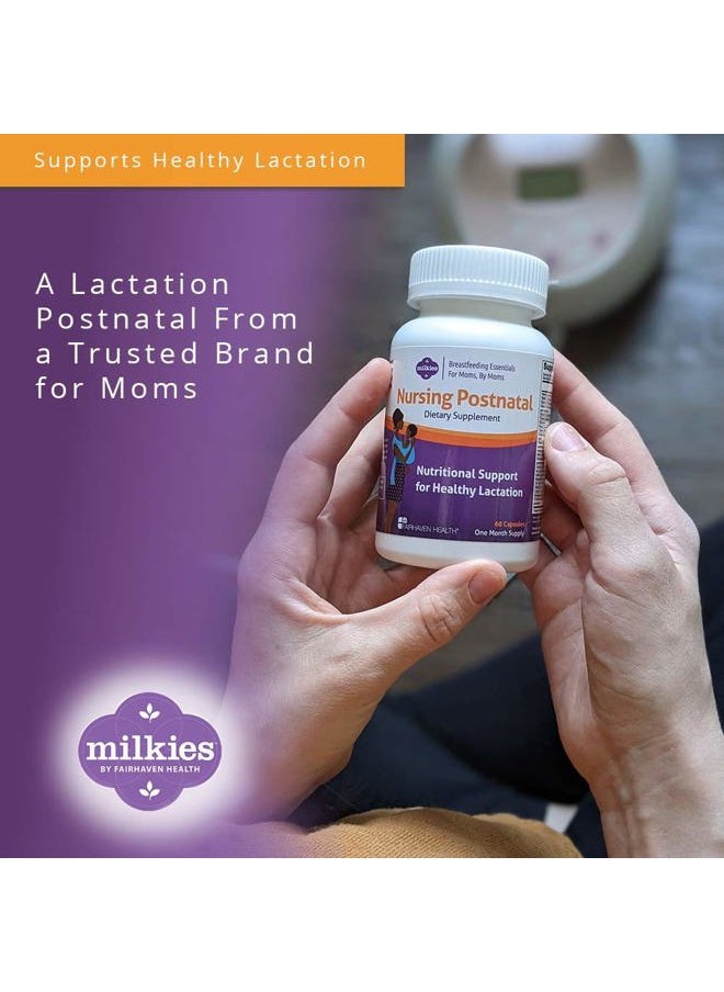 Milkies - Fairhaven Health Nursing Postnatal Vegetarian Supplement for Breastfeeding Women with Vitamin D and B, Nutritious Breast Milk Multivitamin - Gluten and Dairy Free - 1 Month Supply - Image 1