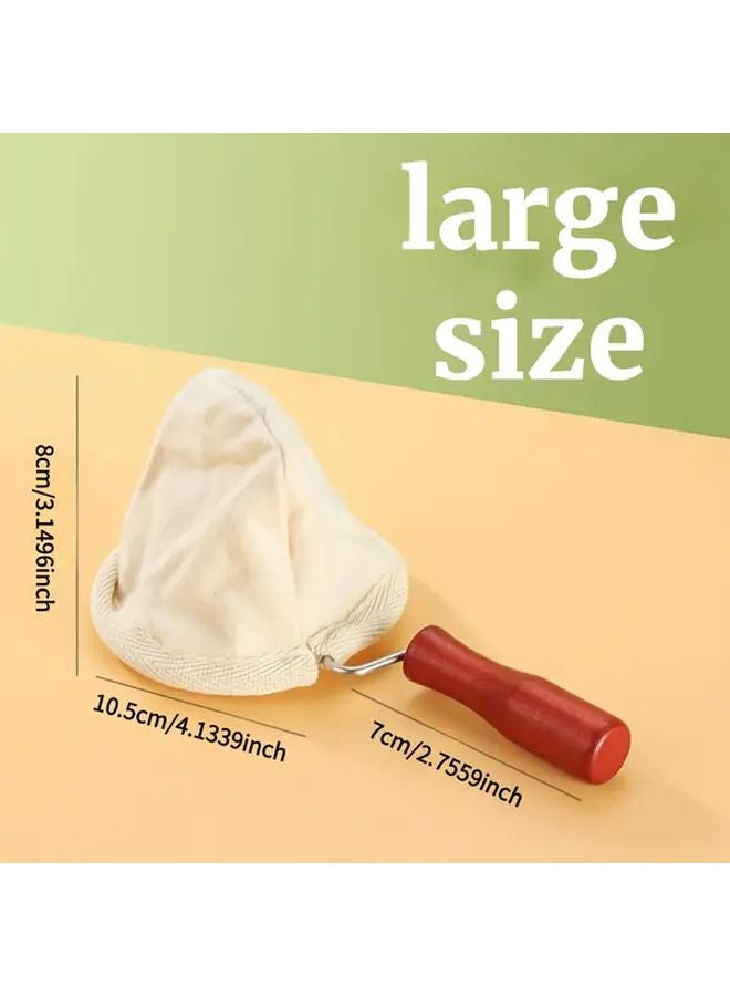 مرشح القهوة القماشي الصغير القابل لإعادة الاستخدام مع مقبض خشبي للمنزل والسفر - Image 5