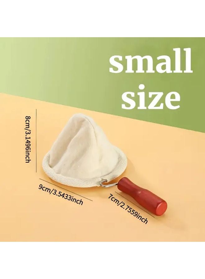 مرشح القهوة القماشي الصغير القابل لإعادة الاستخدام مع مقبض خشبي للمنزل والسفر - Image 3