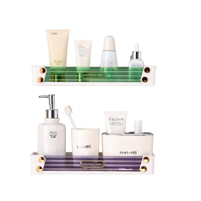VIHAX Plastic Bathroom Rack Bathroom Shelves Storage Rack Kitchen Storage Multipurpose Rack Shampoo Holder Adhesive Shower Caddy Shelf Without Drilling (Modern) - Image 1