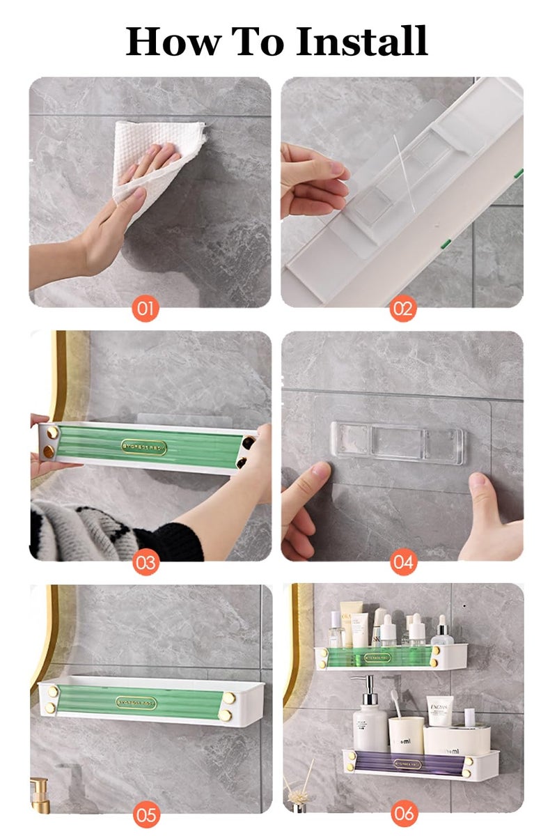 VIHAX Plastic Bathroom Rack Bathroom Shelves Storage Rack Kitchen Storage Multipurpose Rack Shampoo Holder Adhesive Shower Caddy Shelf Without Drilling (Modern) - Image 5