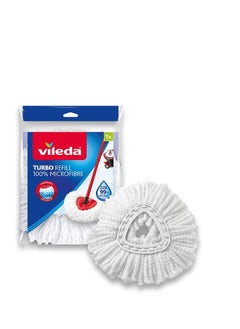 Vileda Vileda Turbo Smart 100% Microfibre refill | pack of 1| suitable for all Vileda Spin Mops System | for hard floor surfaces | Classic | White White  - Image 1