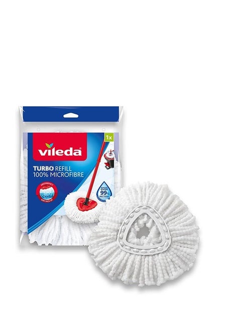Vileda Turbo Smart 100% Microfibre refill | pack of 1| suitable for all Vileda Spin Mops System | for hard floor surfaces | Classic | White White