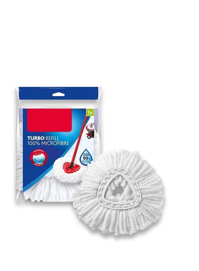Vileda Turbo Smart 100% Microfibre refill | pack of 1| suitable for all Vileda Spin Mops System | for hard floor surfaces | Classic | White White - Image 2