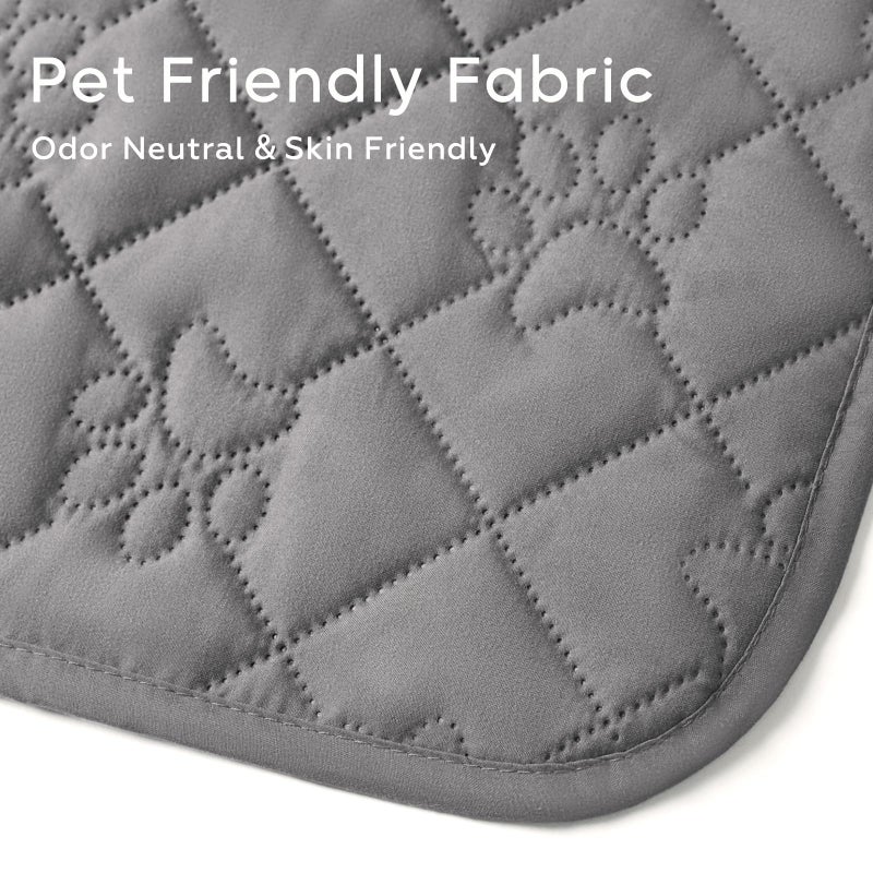 PAWFINITY Waterproof Bed Cover for Dogs, Paw Print Quilted Blanket for Couch/Sofa, Pet Hair Resistant, Skin-Friendly, Washable, Durable Protector for Furniture, Scratch Proof Bed Sheet, 52x82 inch, Grey - Image 2