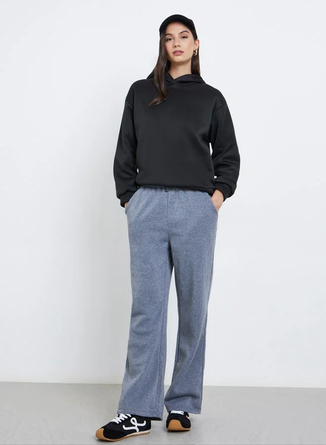 Styli  Styli Black Dropped Shoulder Relaxed Fit Hoodie for Women | Best Price UAE