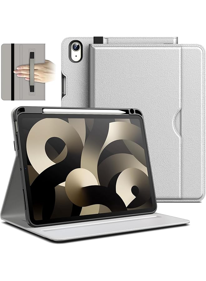 جي تيك حافظة لجهاز ايباد اير 11 انش M2 (2024) ايباد اير 5 4 (10.9 انش 2022 2020 موديل 5Th 4Th) حافظة حماية للكمبيوتر اللوحي من الجلد الصناعي مع جيب متعدد الزوايا (فضي) - Image 1