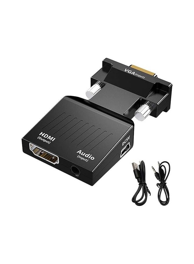 VGA to HDMI Converter Adapter – 2-Port, Black - Image 1