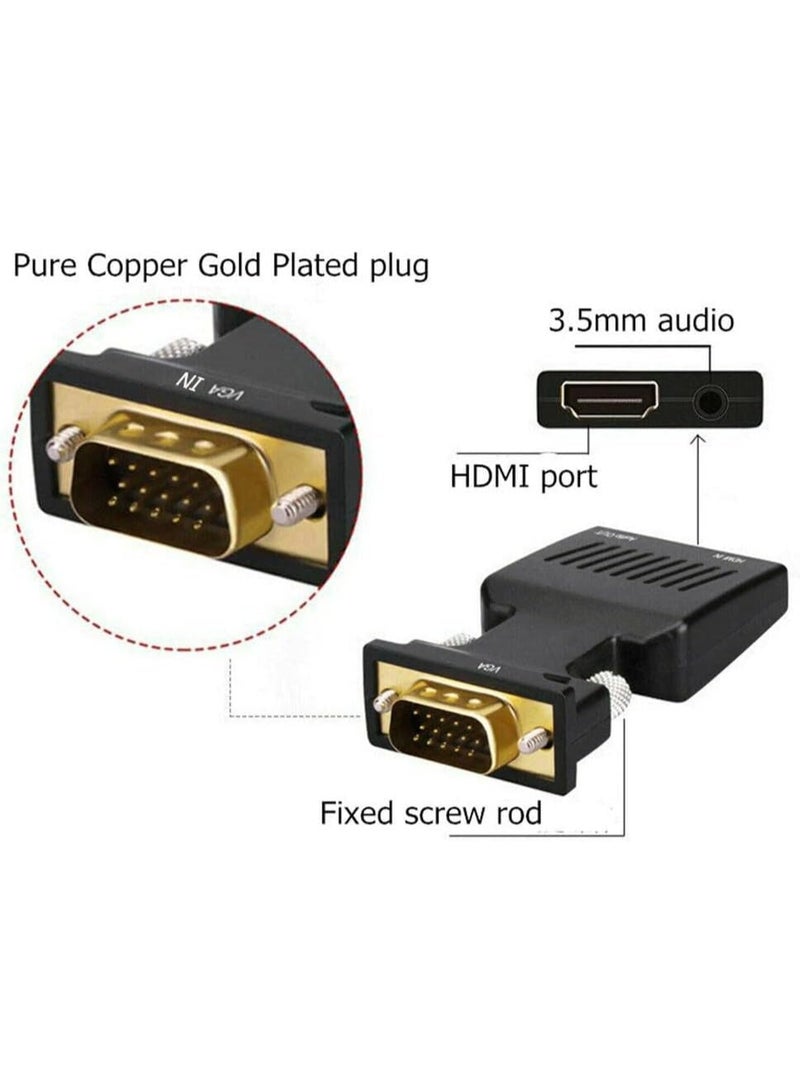 VGA to HDMI Converter Adapter – 2-Port, Black - Image 3