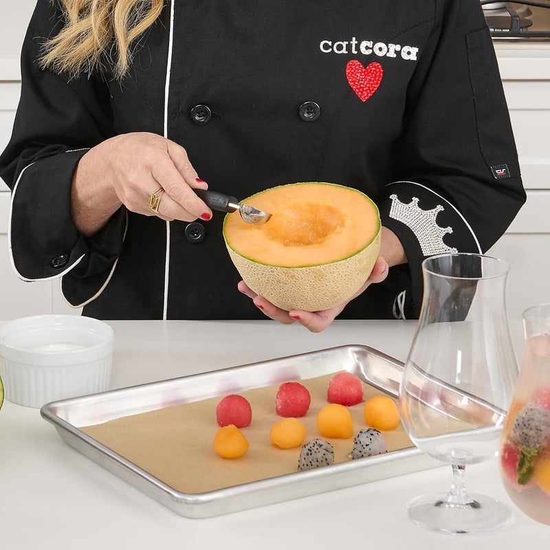 CAT CORA Melon Baller, Professional 18/8 Stainless Steel Dual Blades 22/30-MillimeterFor Melon Balls and Garnishes, Ergonomic Soft-Grip Handle - Image 2