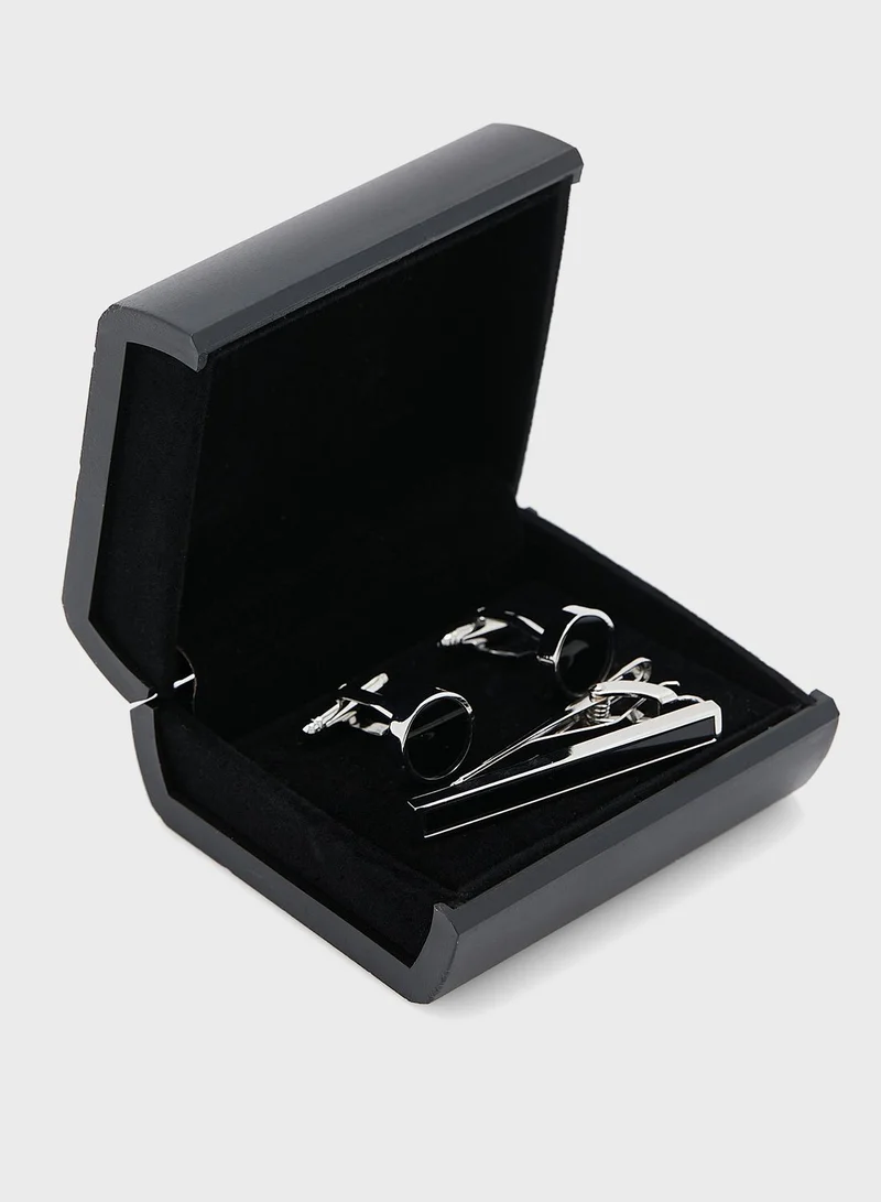 Robert Wood Cufflinks And Tie Pin Set In Gift Box
