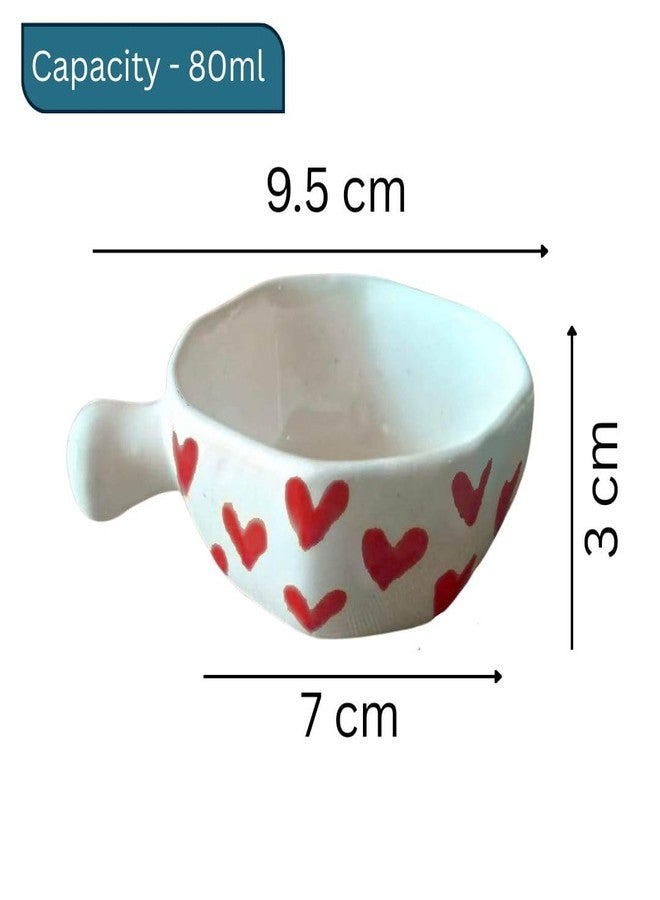 MALAIKAH Red Heart Printed Hexagone Chutney Bowl Pack of 2, (Valentine's Day Special) - Image 5
