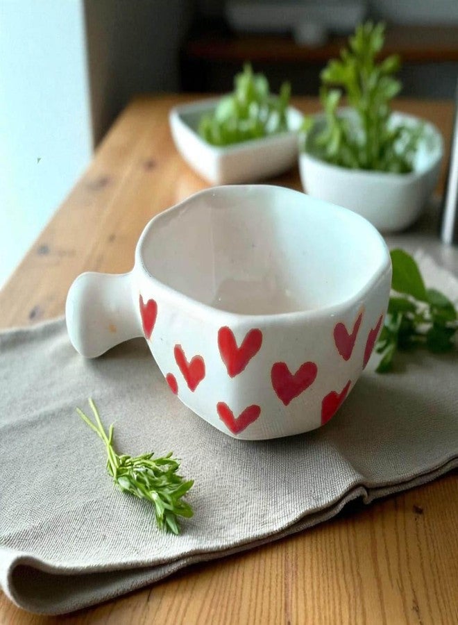 MALAIKAH Red Heart Printed Hexagone Chutney Bowl Pack of 2, (Valentine's Day Special) - Image 4