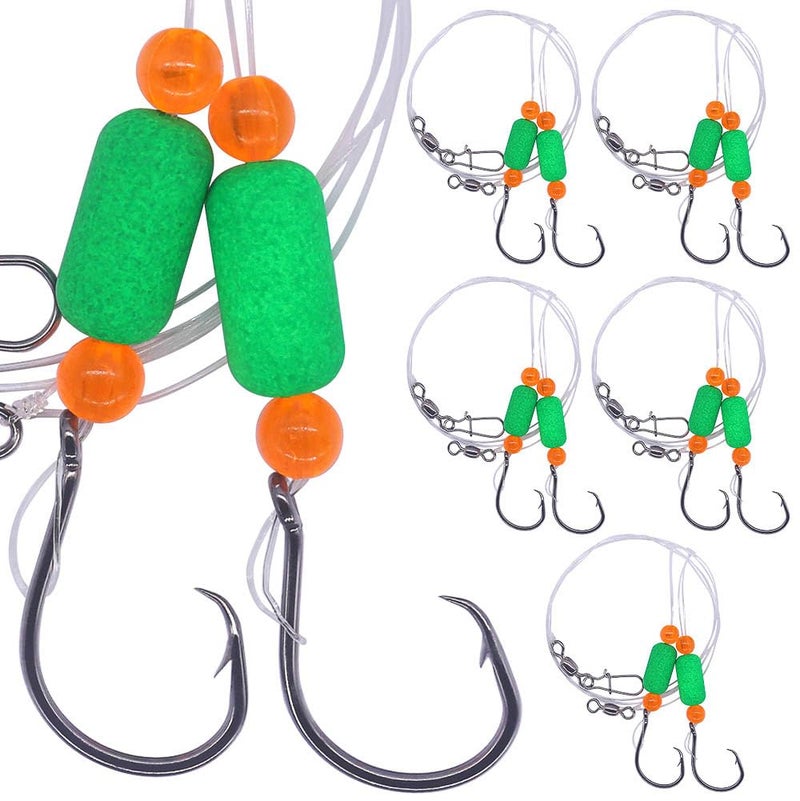 XFISHMAN Pompano-Rigs-for-Surf-Fishing-Saltwater-Gear with Double Circle & Wide Gap Hook-6-Pack Surf Fishing Tackle - Image 1