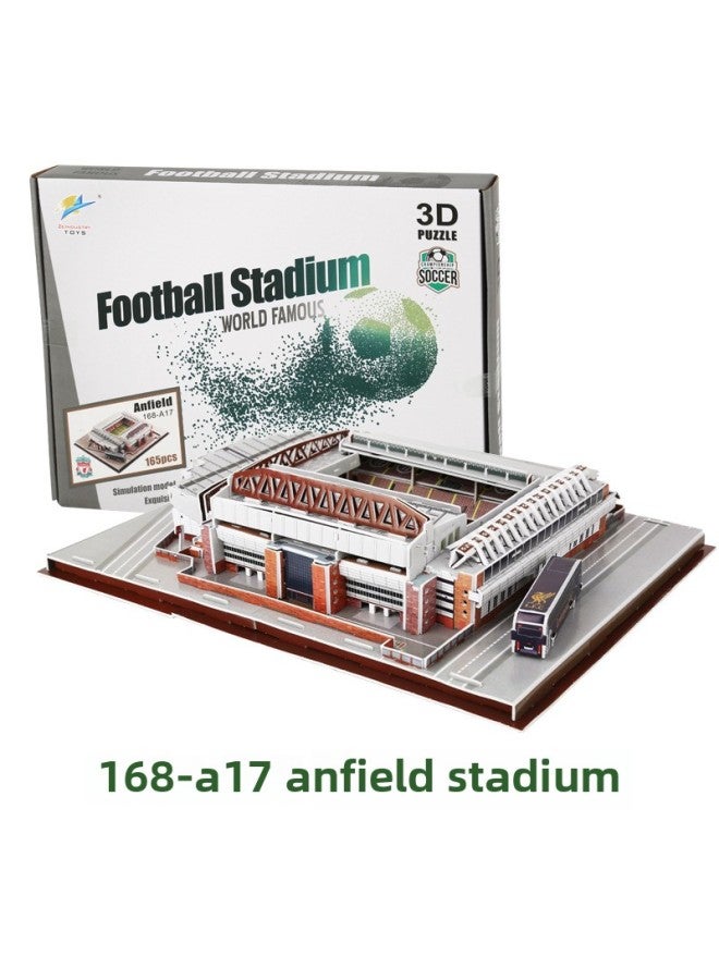 3D Jigsaw Puzzle World Cup Football Stadium Construction Stadium Model Children's DIY Puzzle Toy-Color:Liverpool-Anfield Stadium - Image 1