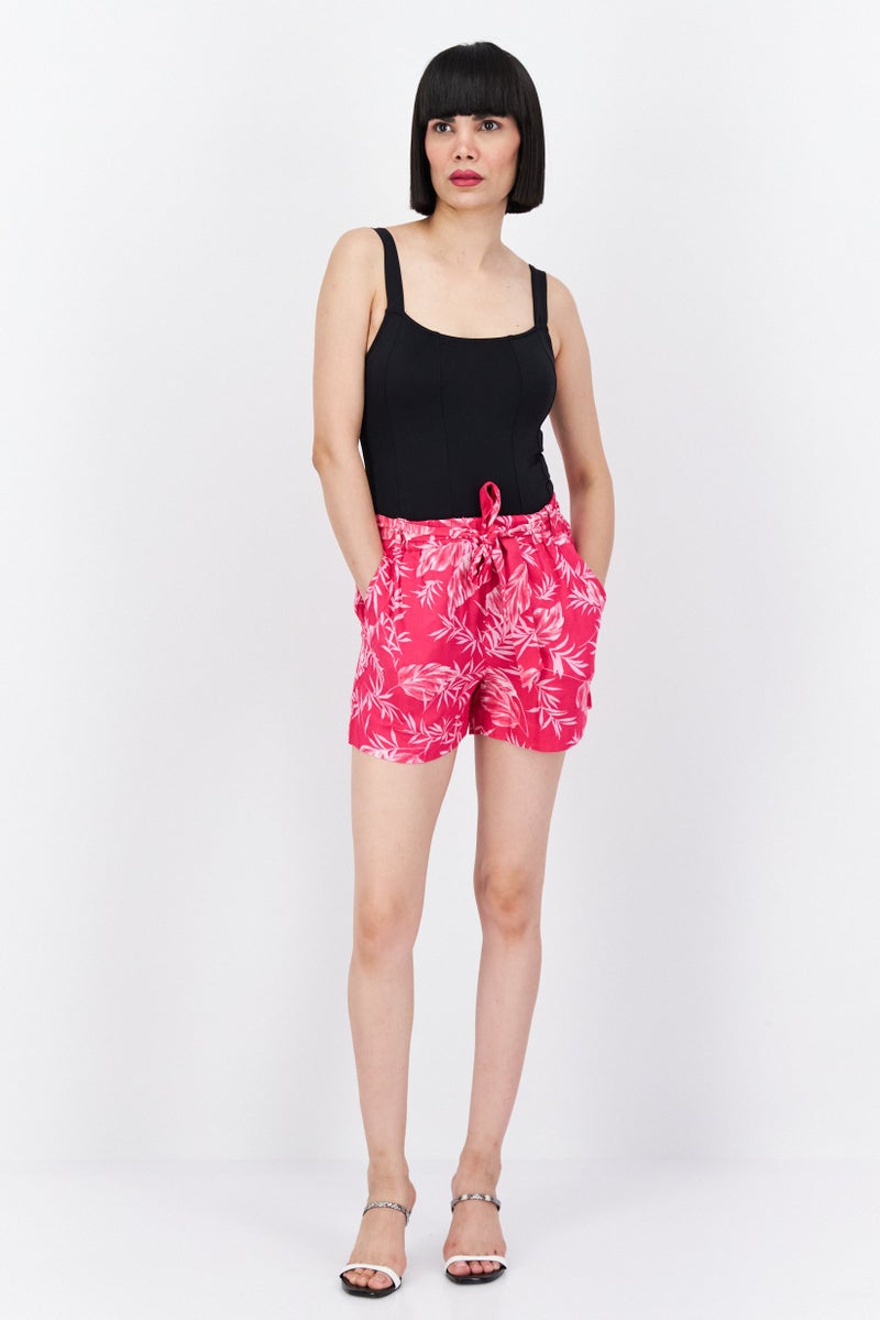 Jessica Simpson Women Printed High Rise Casual Shorts, Dark Pink - Image 2