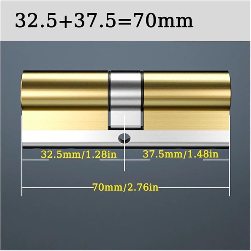 Super C Grade All Copper Anti Theft Door Lock Cylinder 70mm 32 5 37 5mm Size with 8 Brass Keys - Image 3